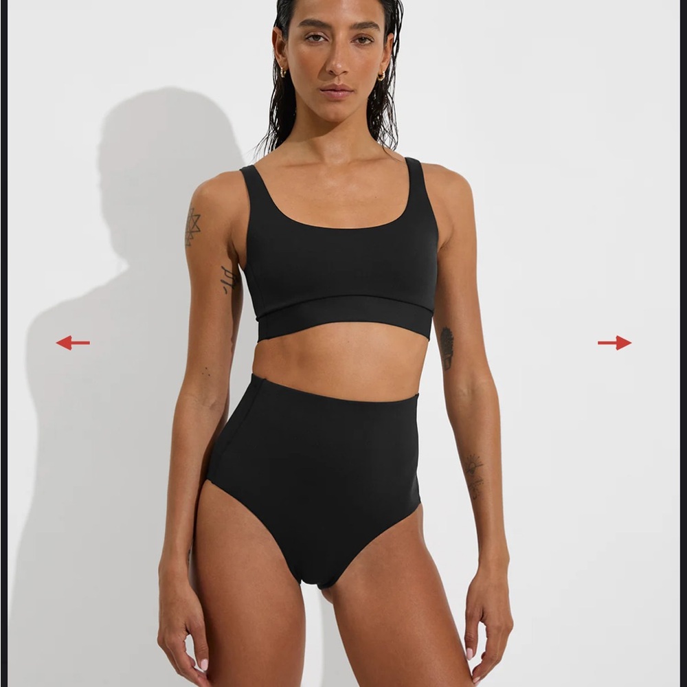 Left of Friday Hi Tide Bikini Bottom - Jet Black - L